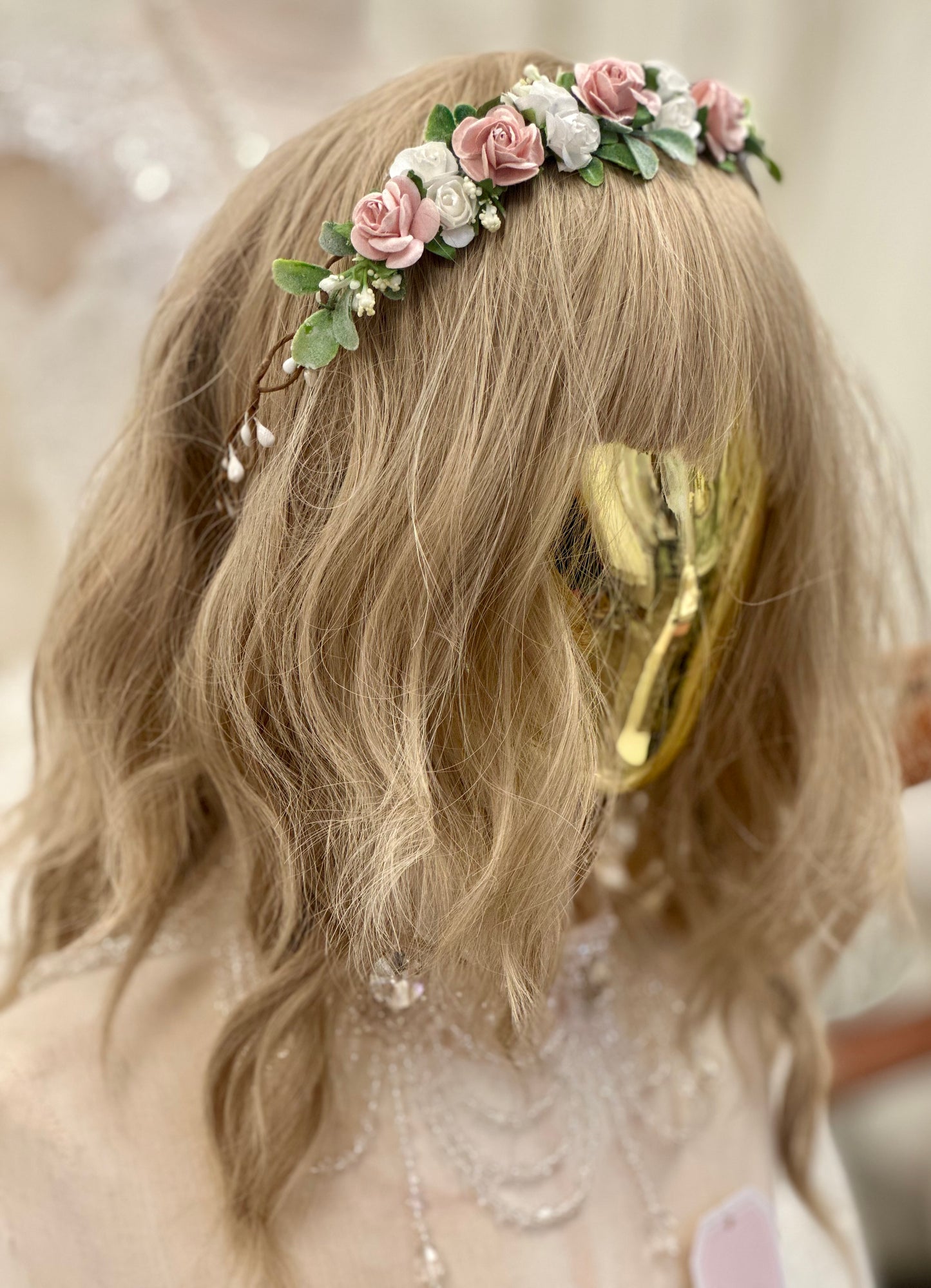Pink/Ivory Flower Crown