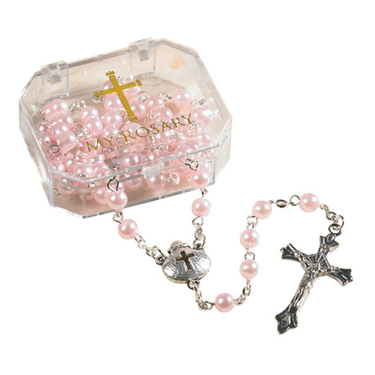 Pink Baptism Rosary