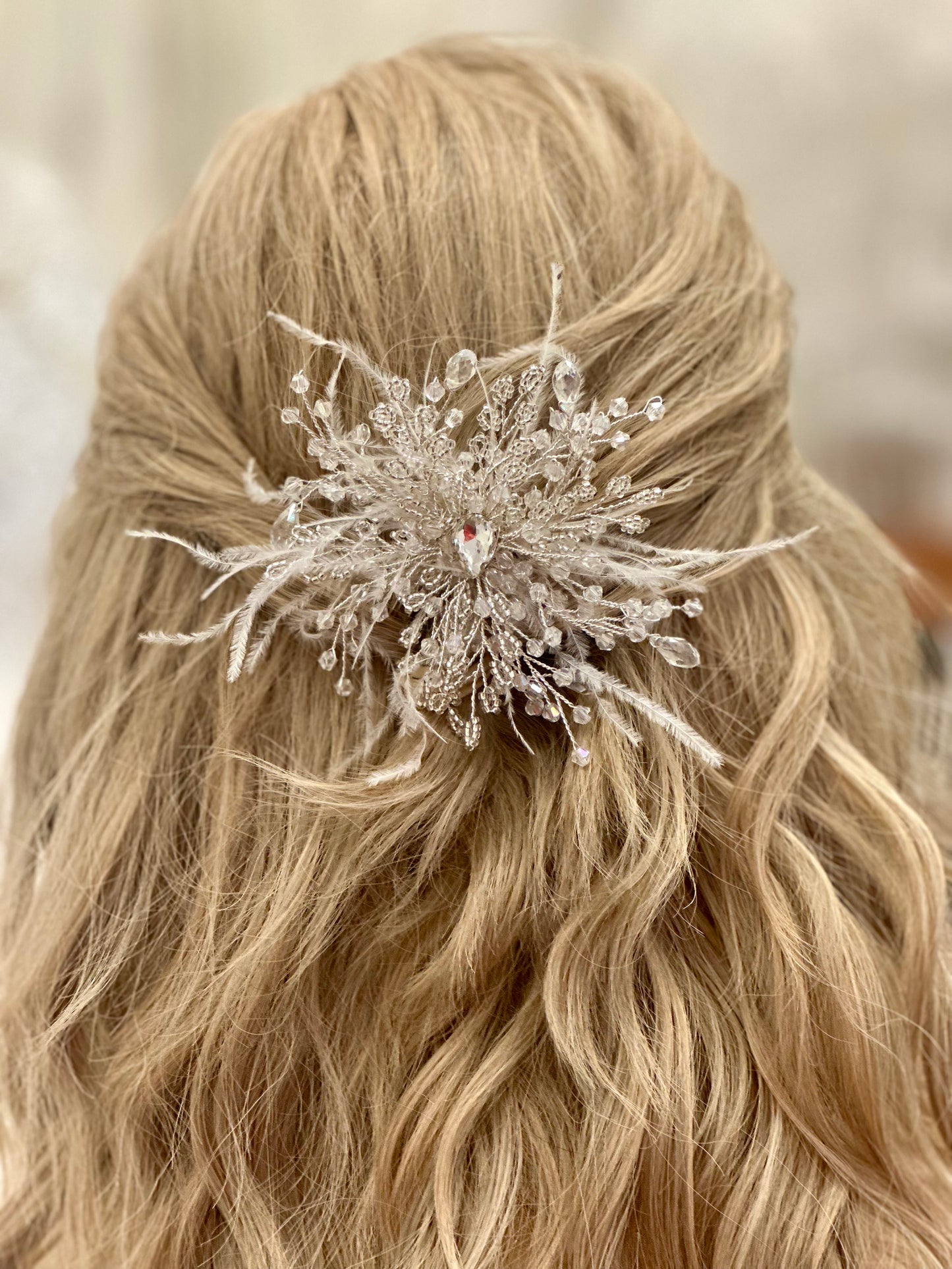 ST Rhinestone/Crystal Hairpiece w/Feathers