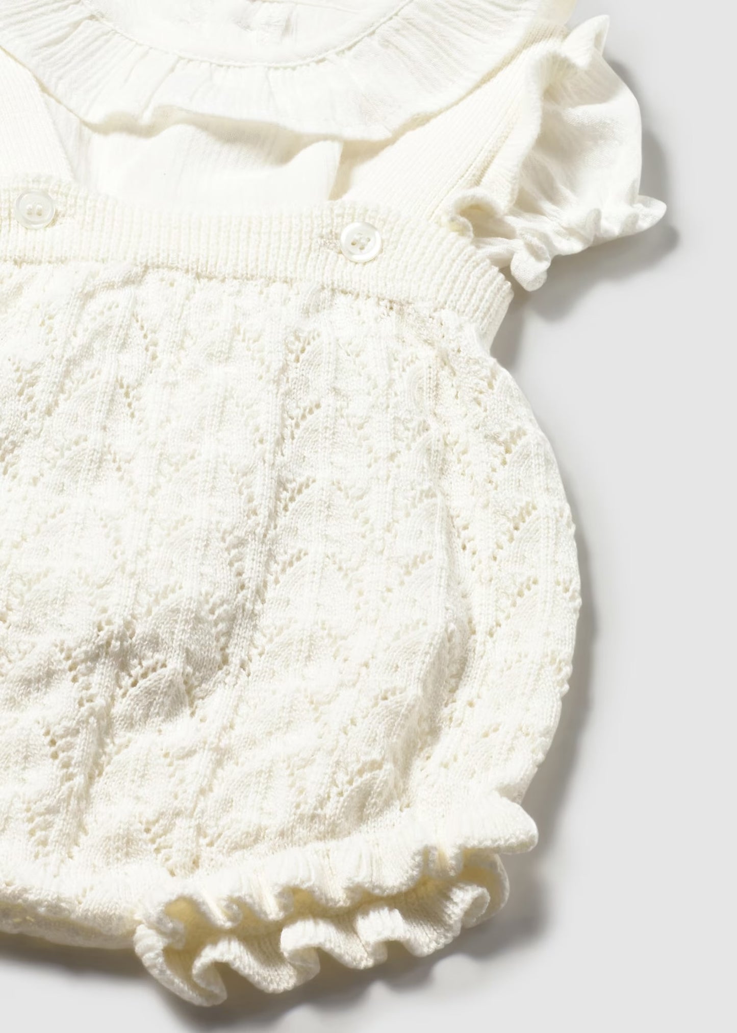 Mayoral Newborn Girl Knit Dungaree and Blouse Set