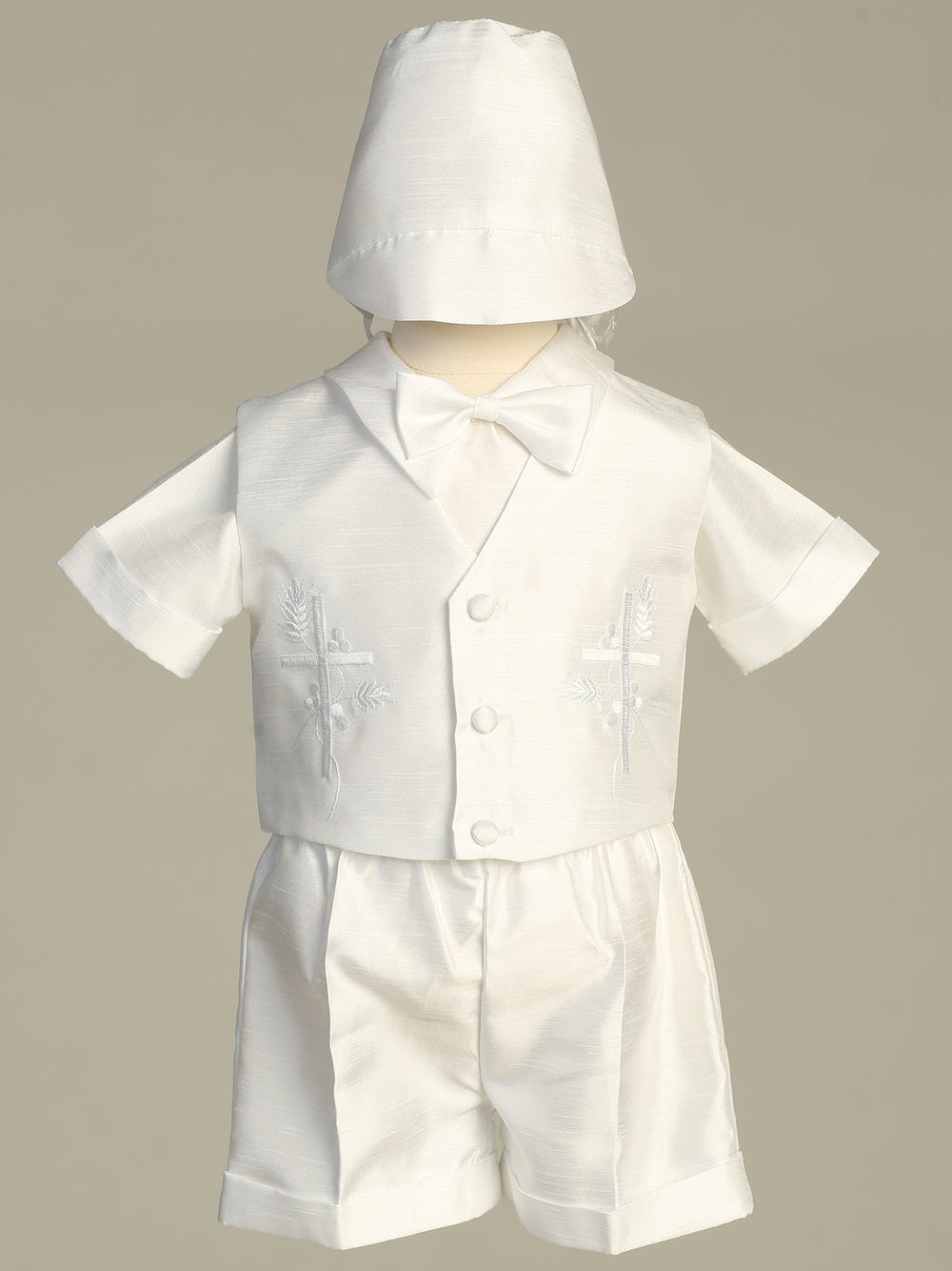 Shantung vest with embroidered cross