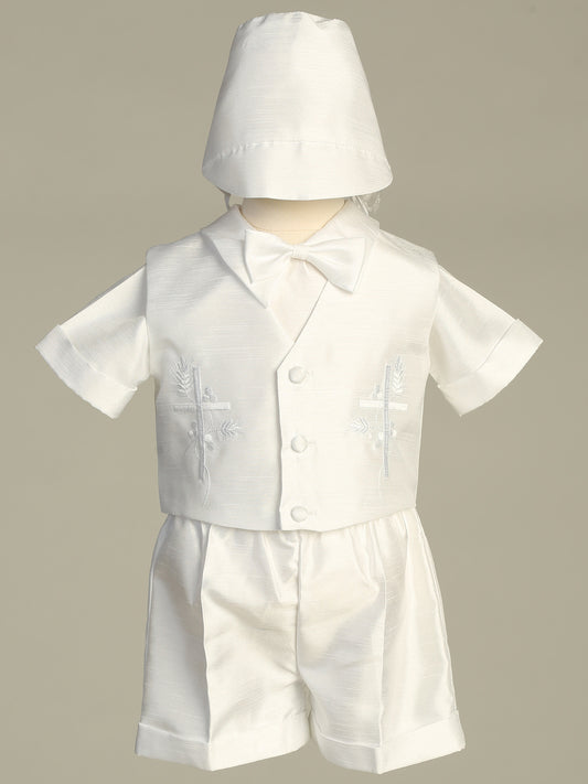 Shantung vest with embroidered cross