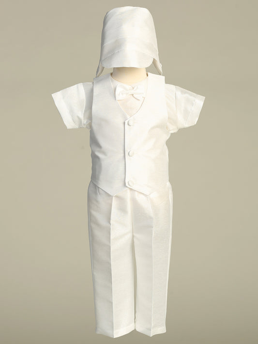 Poly bengaline vest and pants with short sleeve shirt and bow tie