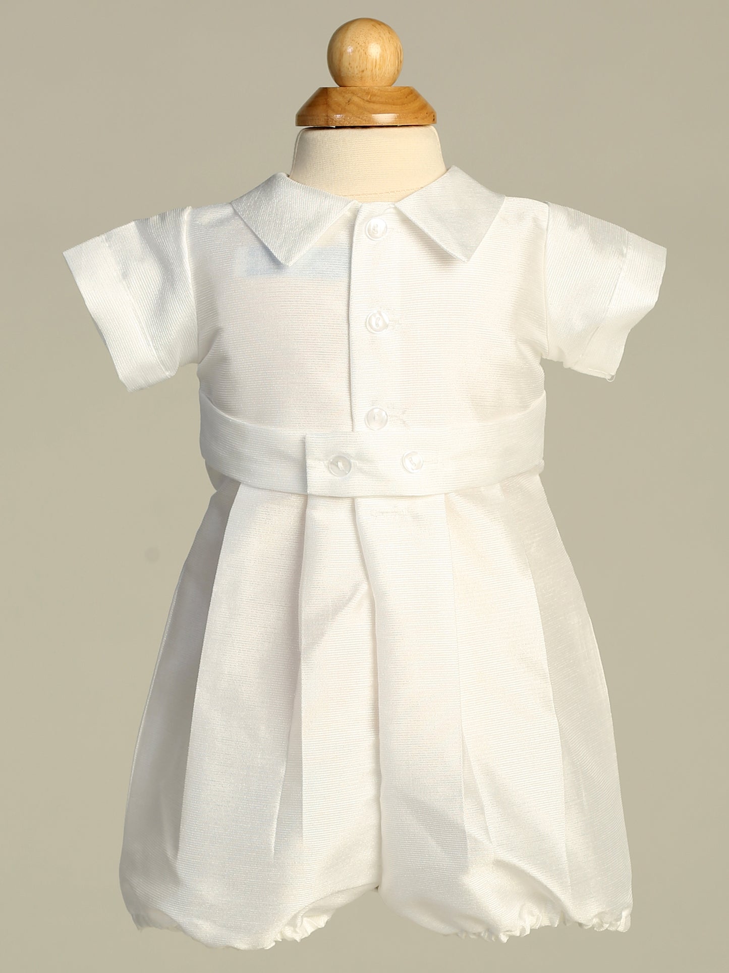 Poly bengaline romper with sewn-on vest and bow