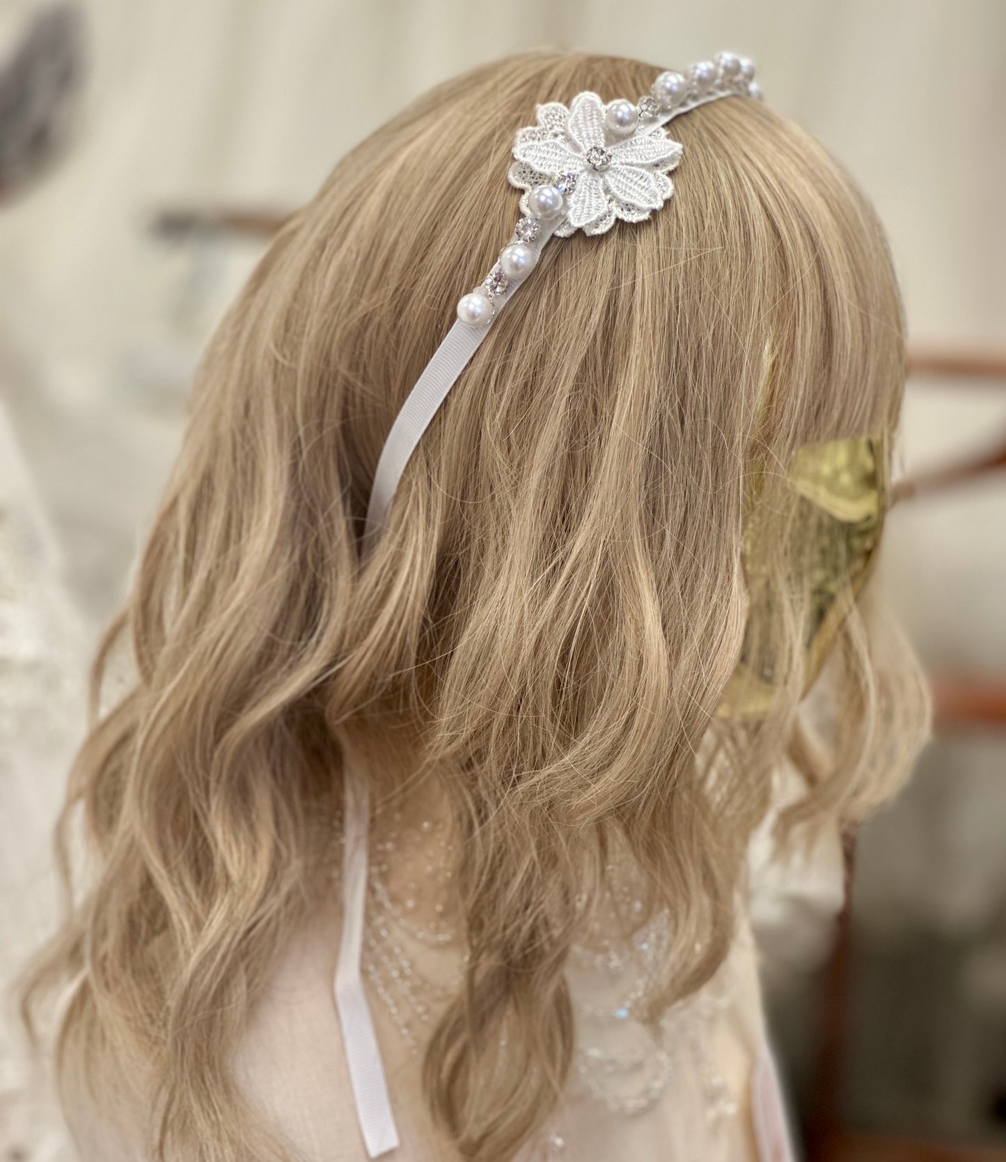 Girls Floral Pearl Headband