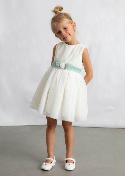 Mayoral Girl Embroidered Tulle Dress