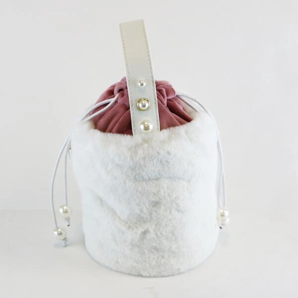 White Fur Bucket Purse