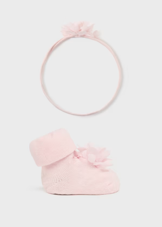 Mayoral Newborn Girl Headband and Socks Set