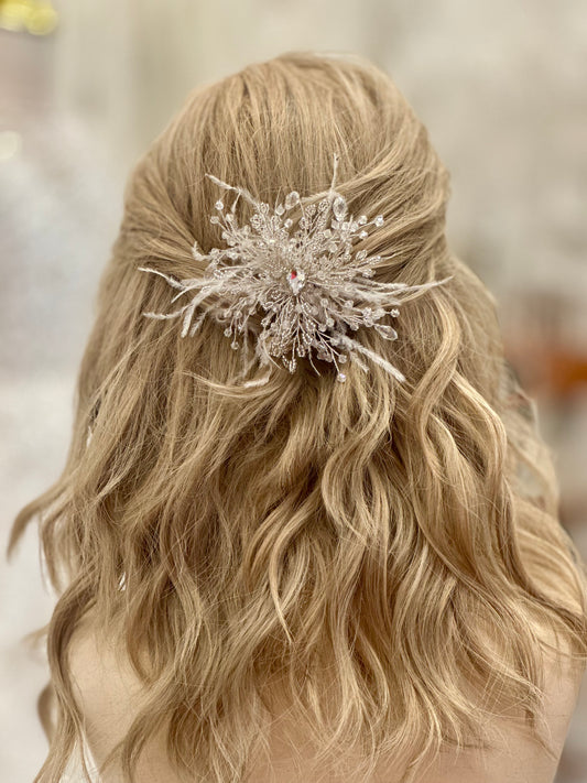 ST Rhinestone/Crystal Hairpiece w/Feathers