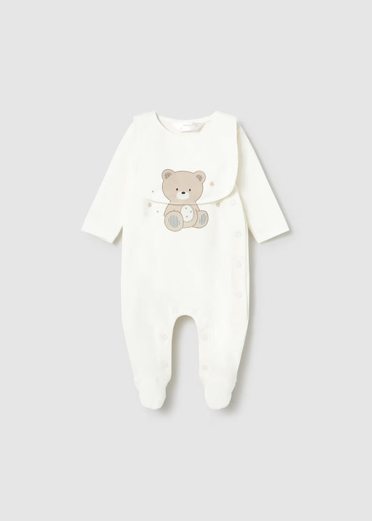 Mayoral Newborn Boy Silkscreen Print One-Piece with Bib Set