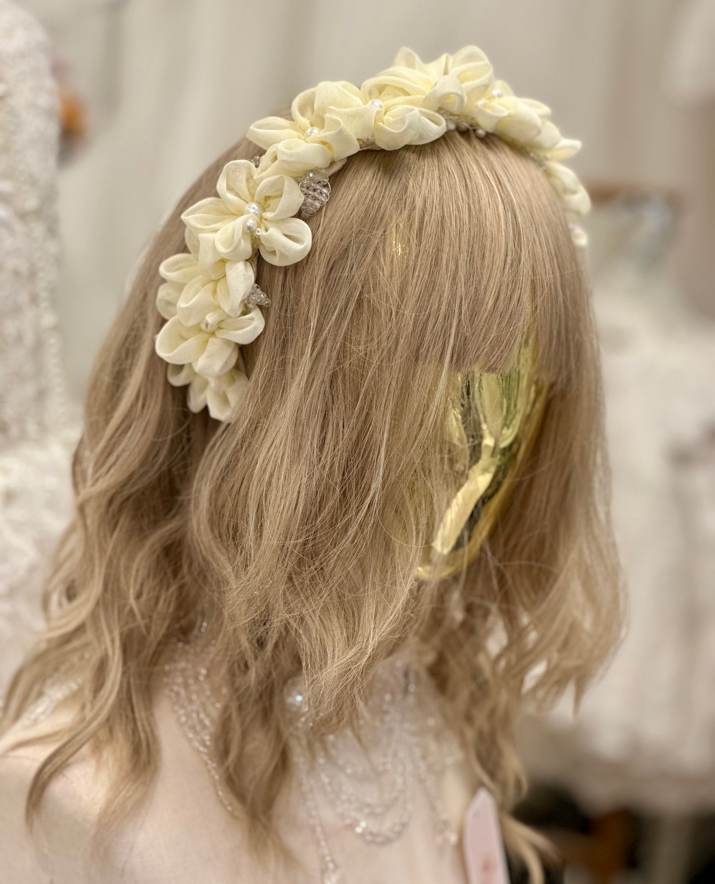 The Mila Flowers with Pearls & Crystals Headband