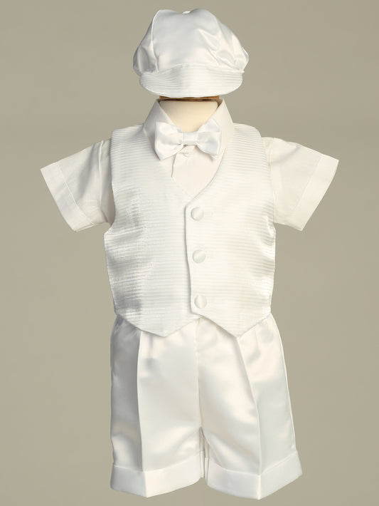 Striped organza vest with satin shorts