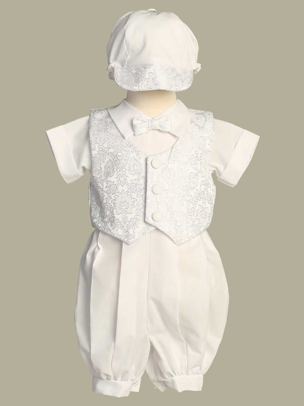 Poly cotton romper with jacquard vest