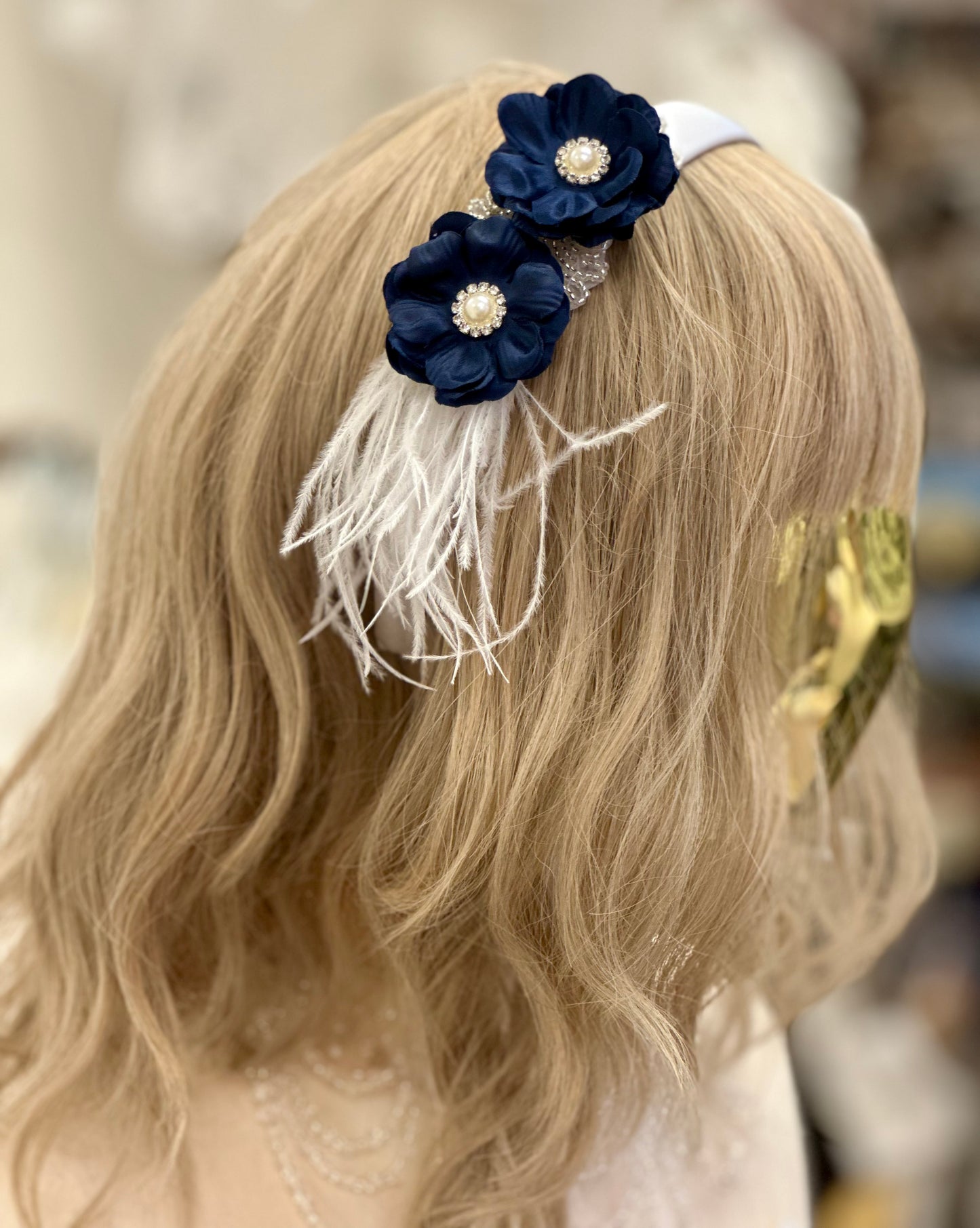 Girls Headband w/ Flowers/Feathers