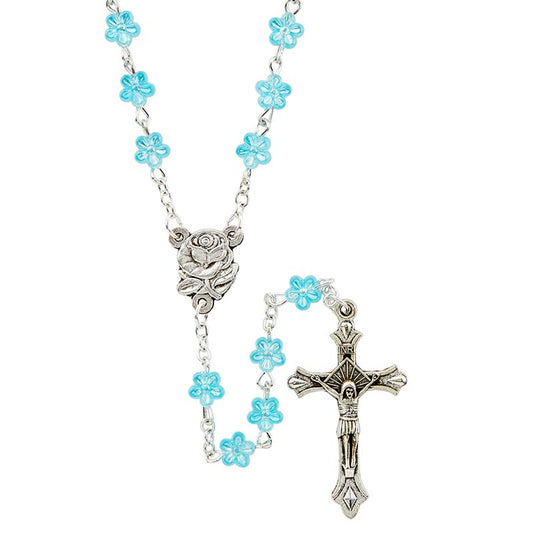 Aqua Floral Rosary 6mm