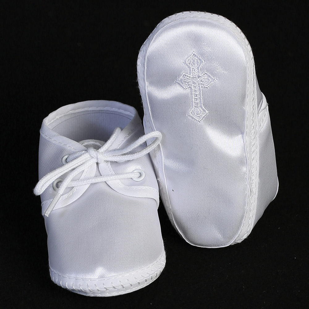 Boys Satin Bootie with Embroidered Cross