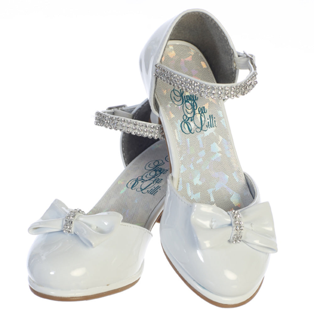 Girl's shoes with 1 3/4" heel and rhinestone ankle strap