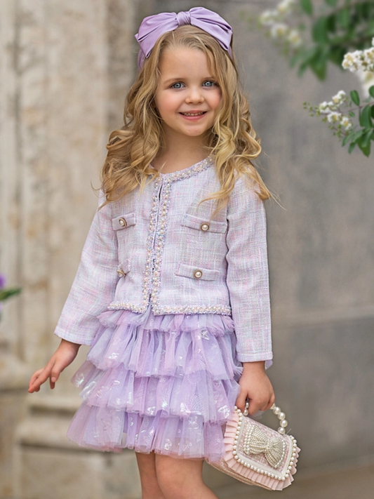 Twirl in Lilacs Tweed Blazer/Tutu Set
