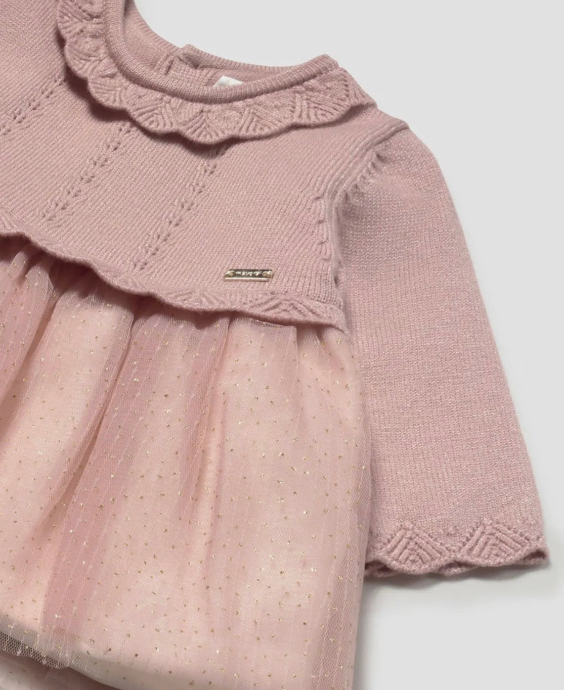 Mayoral Newborn Girl Tulle and Knit Dress