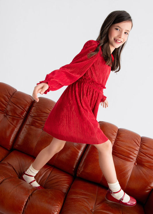 Abel & Lula Girl Pleated Knit Dress