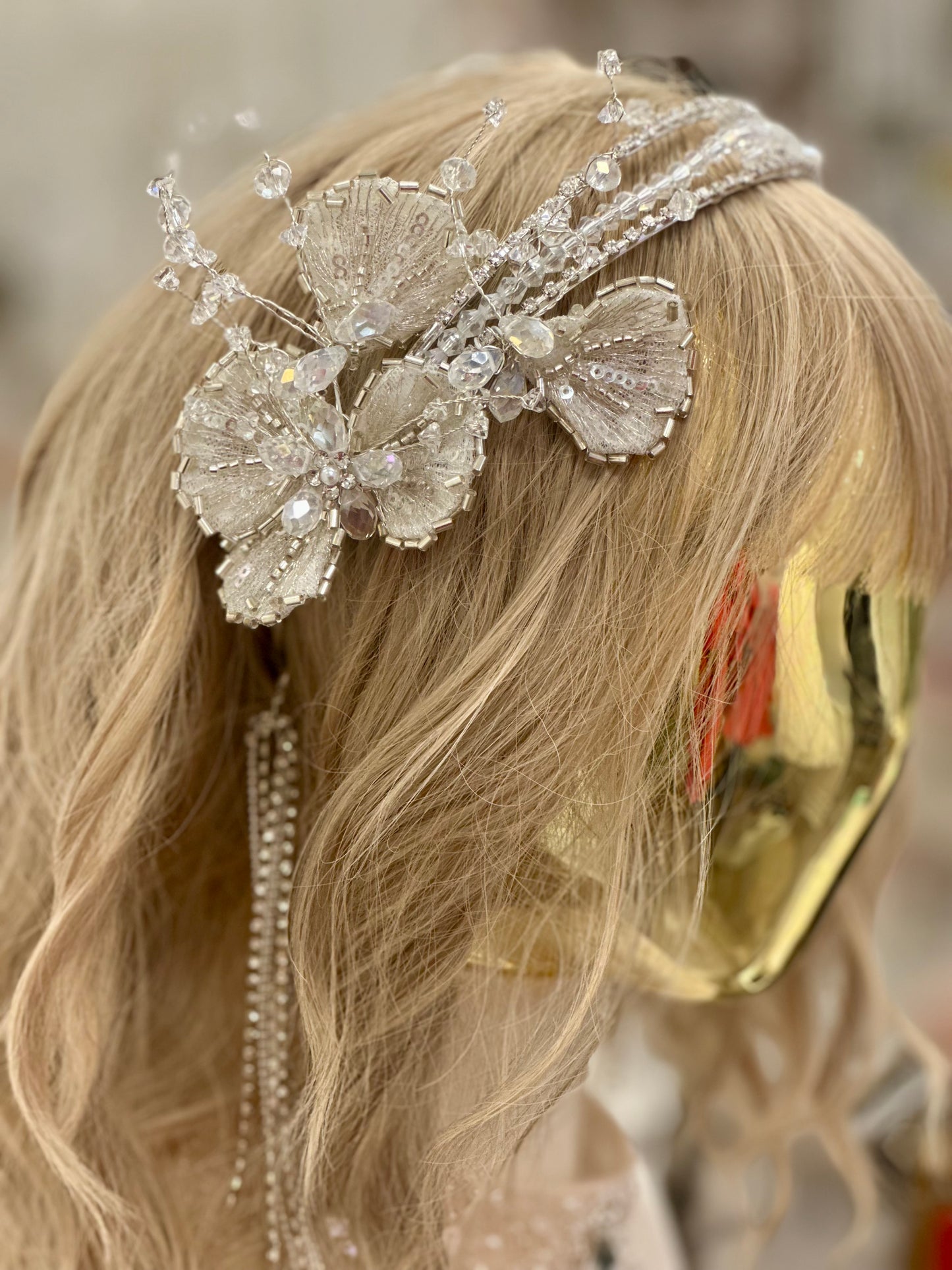 Beaded Crystal Floral Headpiece