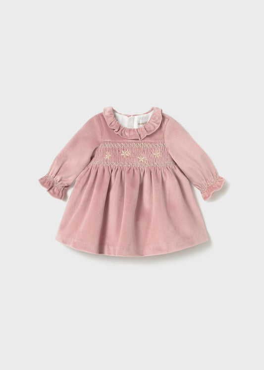 Mayoral Baby Velvet Dress with Smocking