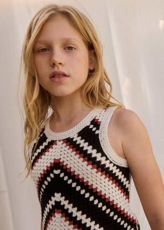 Abel & Lula Girl Crochet Top/Girl Pants Set