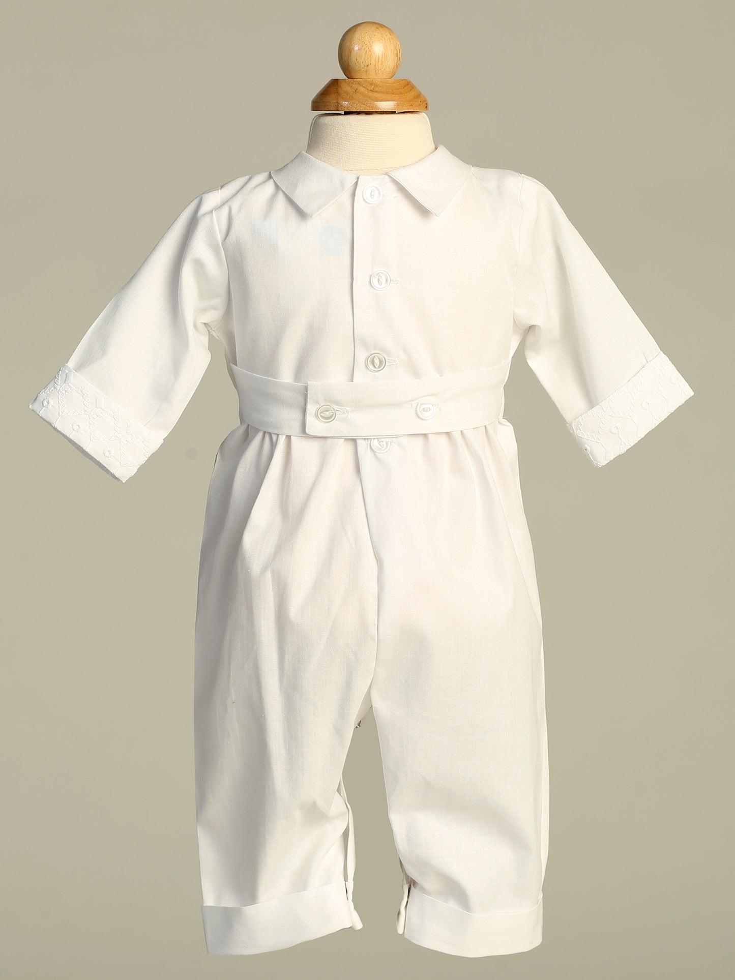 Long poly cotton romper with embroidered cotton vest