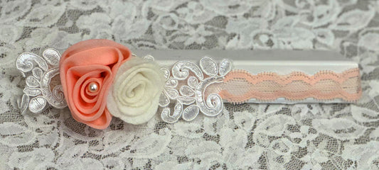 Blush Lace Headband with Flowers, Lace
