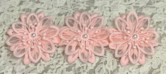 Blush Lace Headband with Flowers, Lace