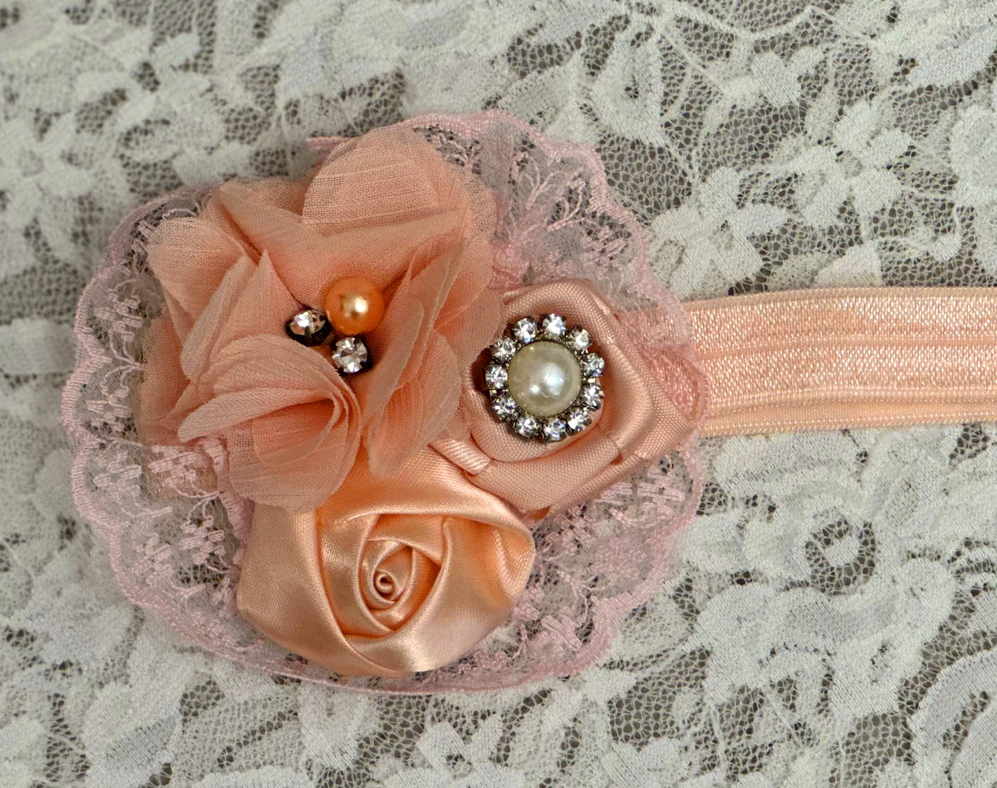 Blush Headband with Flowers
