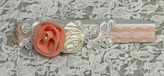 Blush Lace Headband with Flowers, Lace