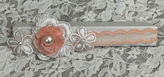Blush Lace Headband with Flower, Lace