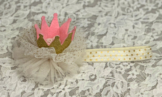 Gold/Pink Sparkle Crown Headband