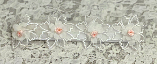 White Headband with Lace, Flowers