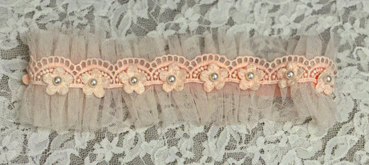 Blush Headband with Lace Trim