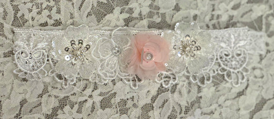 White Leaf Headband with Flowers