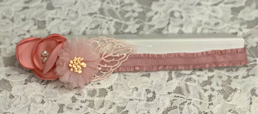 Vintage Pink Headband with Flowers