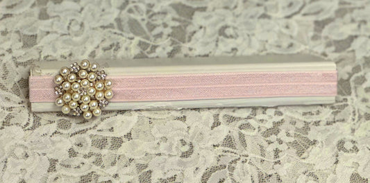 Pink Headband with Pearl Charm