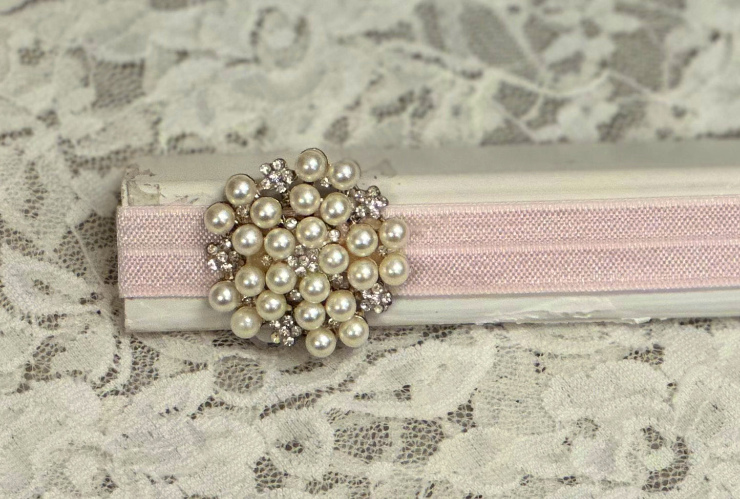 Pink Headband with Pearl Charm