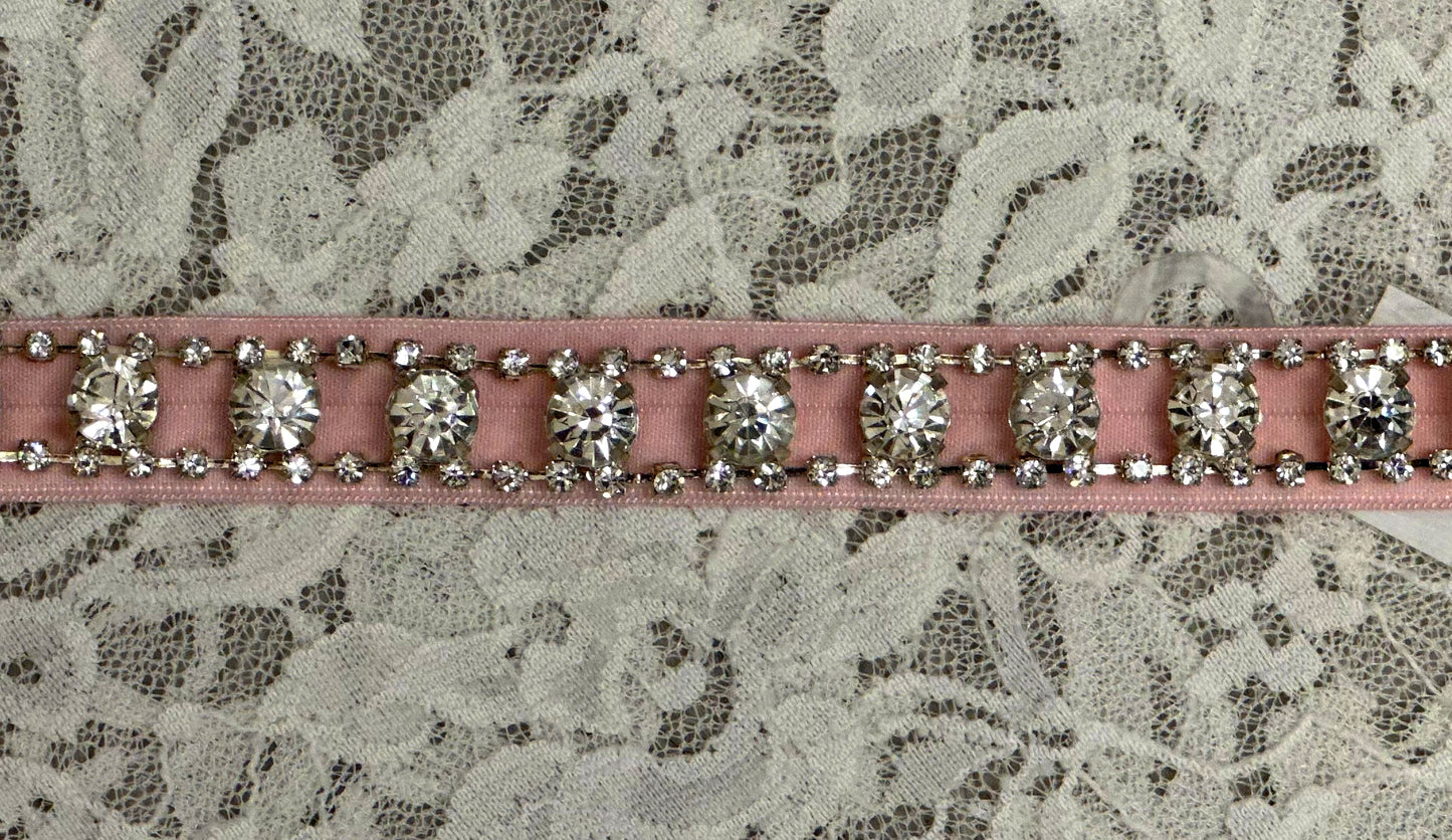 Thin Pink Headband with Rhinestones