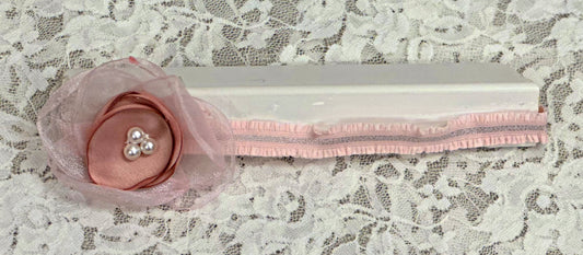 Mauve Frilly Headband with Flowers