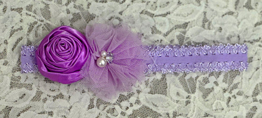 Lilac lace Headband with Flowers