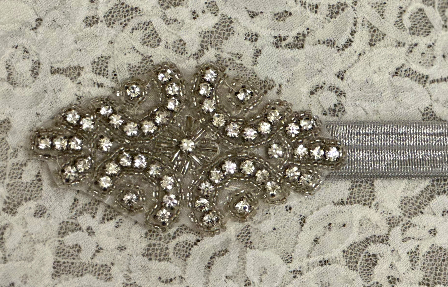 Silver Headband with Rhinestone Applique