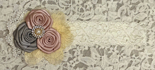 White Lace Headband with Flowers