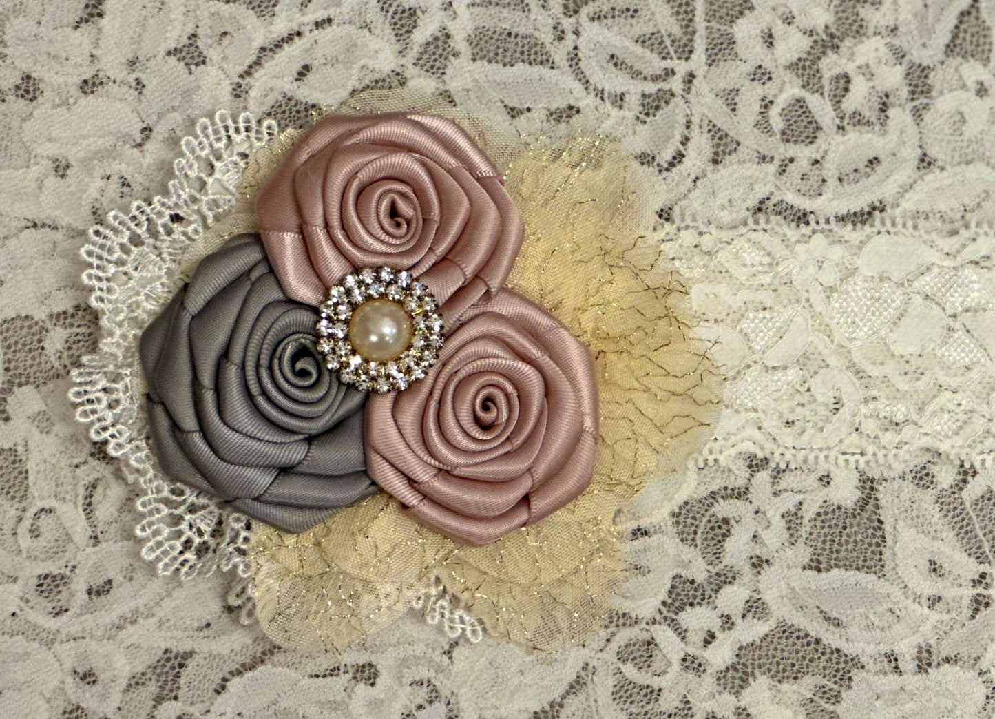 White Lace Headband with Flowers