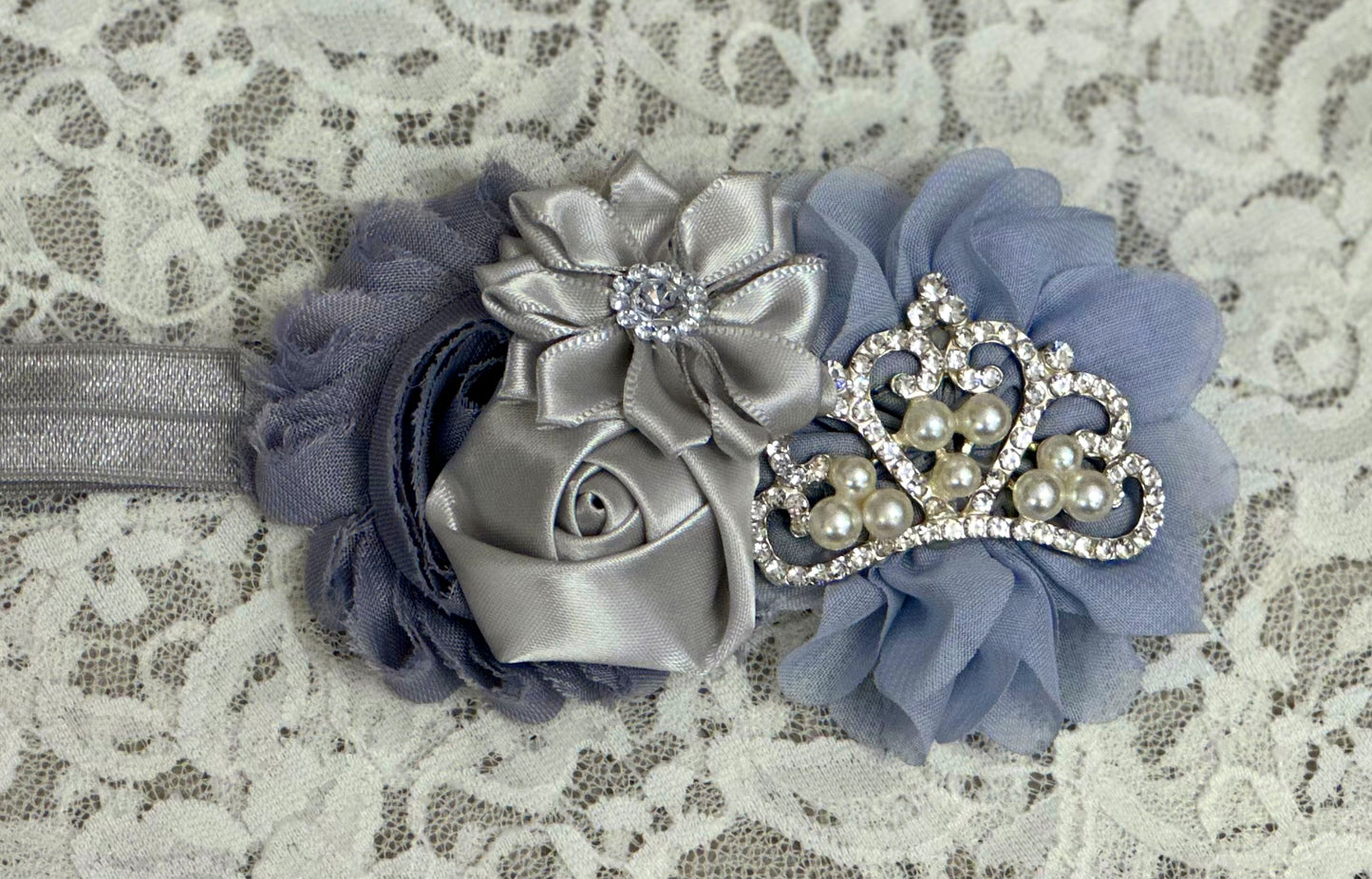 Silver Headband with Flowers, Crown
