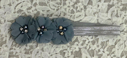 Silver Headband with Flowers