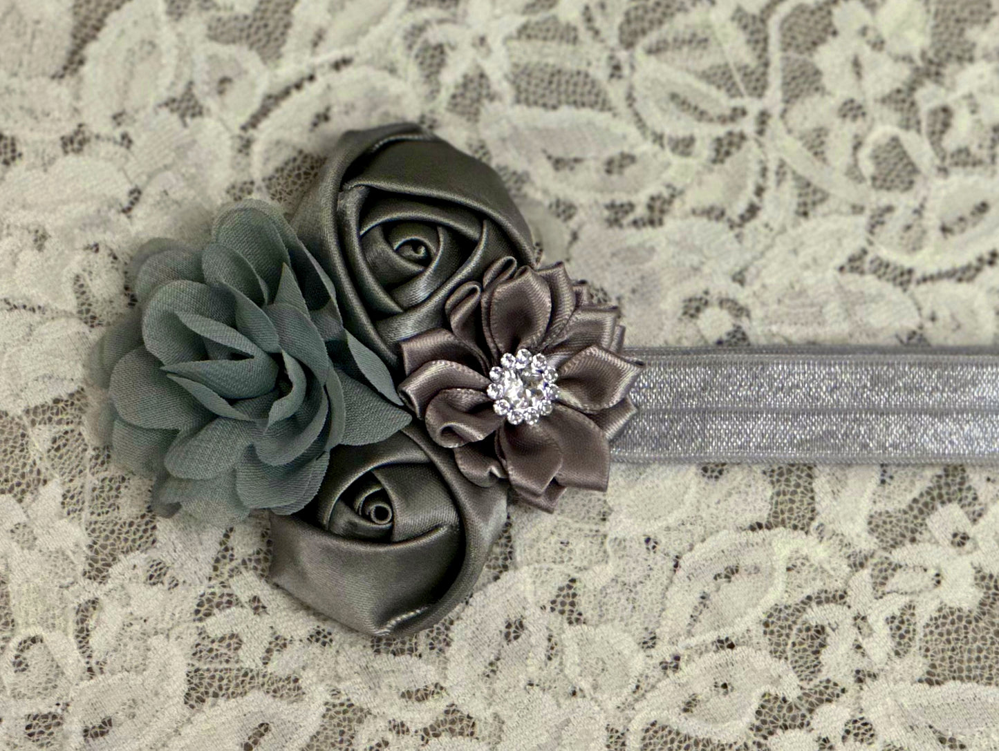 Silver Headband with Flowers
