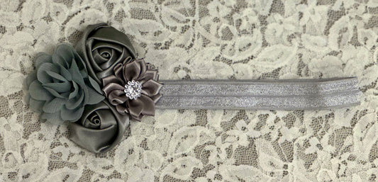 Silver Headband with Flowers